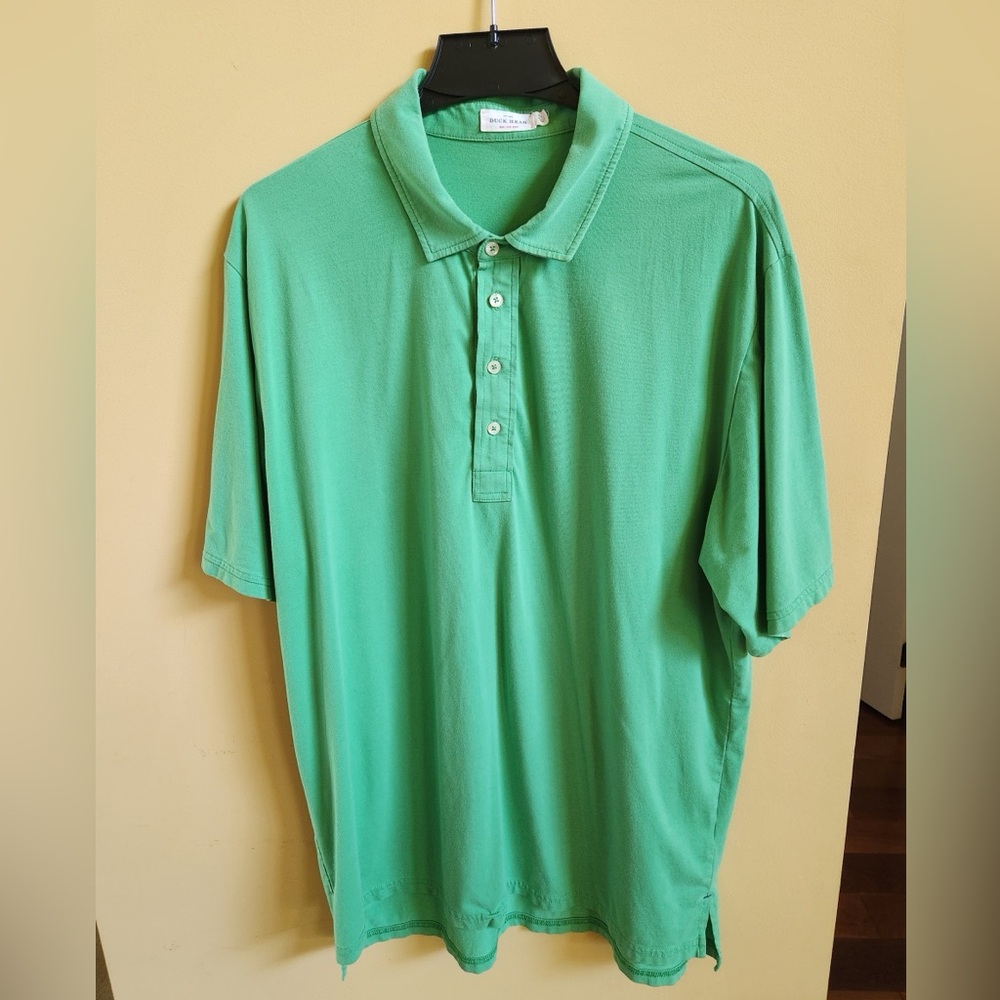 Green Duck Head short sleeve polo shirt.